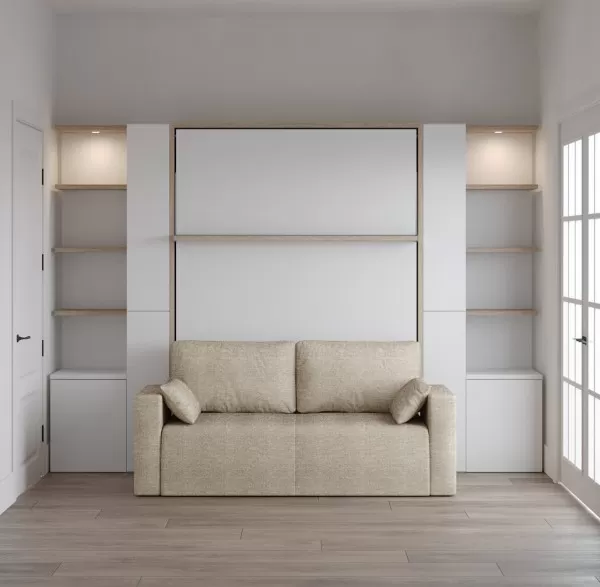 Royal Queen Wall Bed with Bookcase and Wardrobe 9