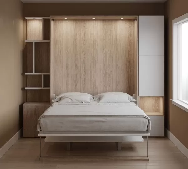 Royal Queen Wall Bed with Desk Wardrobes 4