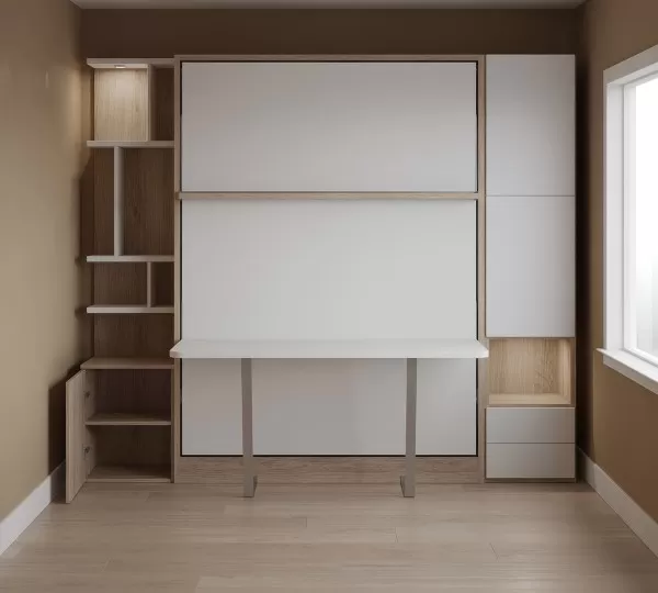 Royal Queen Wall Bed with Desk Wardrobes 5