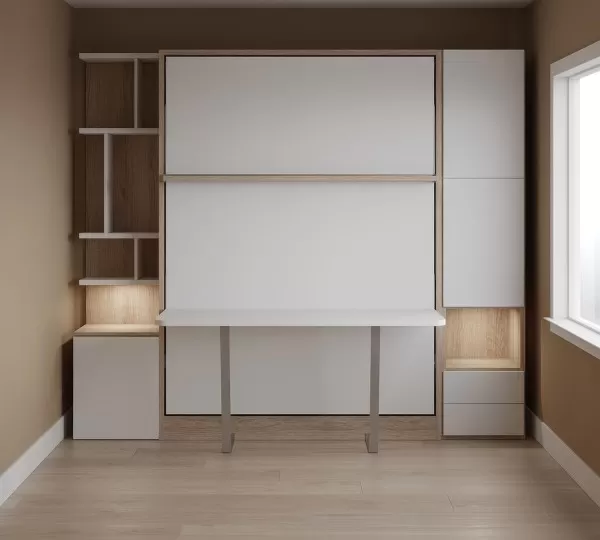 Royal Queen Wall Bed with Desk Wardrobes 6