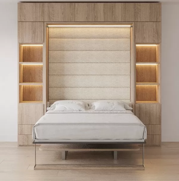 Royal Queen Wall Bed with Desk Wardrobes and Bookcase Set 20