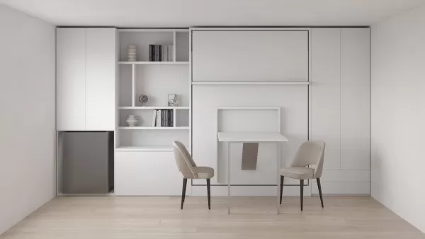 Royal Queen Wall Bed with Folding Table and Bookcase Set 3