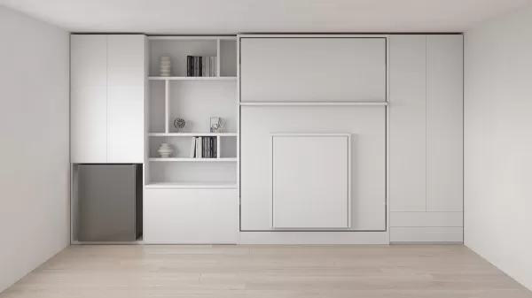 Royal Queen Wall Bed with Folding Table and Bookcase Set 4