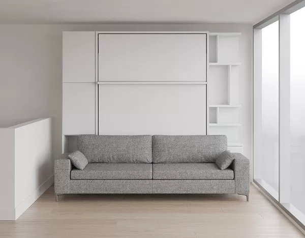 Royal Queen Wall Bed with Sectional Sofa Wardrobe and Bookcase Set 112