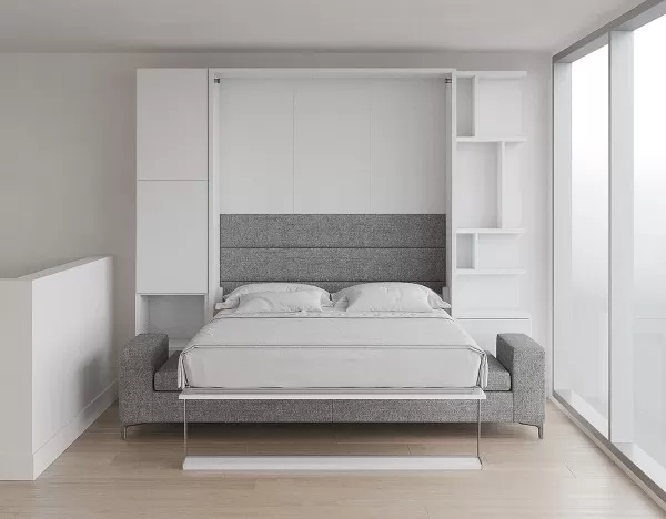 Royal Queen Wall Bed with Sectional Sofa Wardrobe and Bookcase Set 113