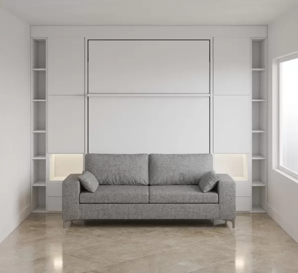 Royal Queen Wall Bed with Sectional Sofa Wardrobe and Bookcase Set 115