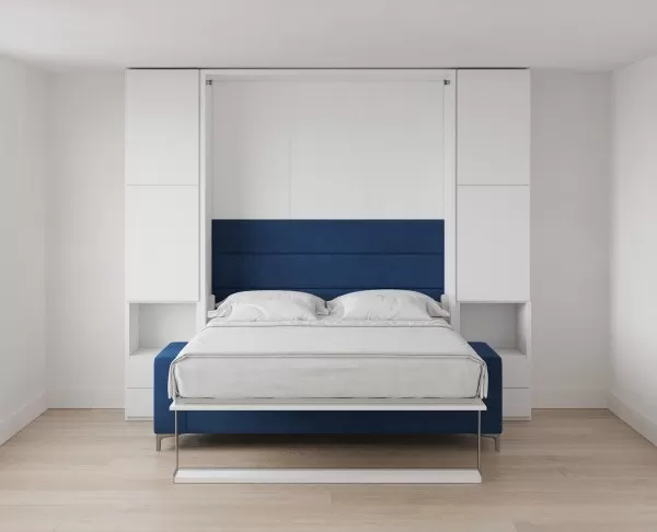 Royal Queen Wall Bed with Sectional Sofa Wardrobe and Bookcase Set 137