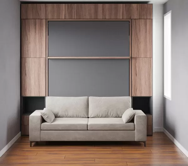 Royal Queen Wall Bed with Sectional Sofa Wardrobe and Bookcase Set 160