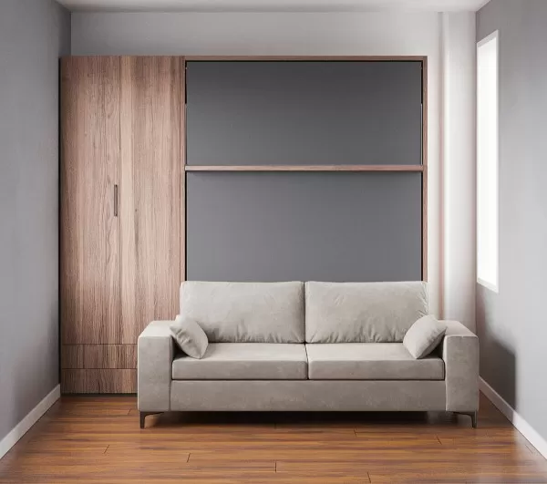 Royal Queen Wall Bed with Sectional Sofa Wardrobe and Bookcase Set 161