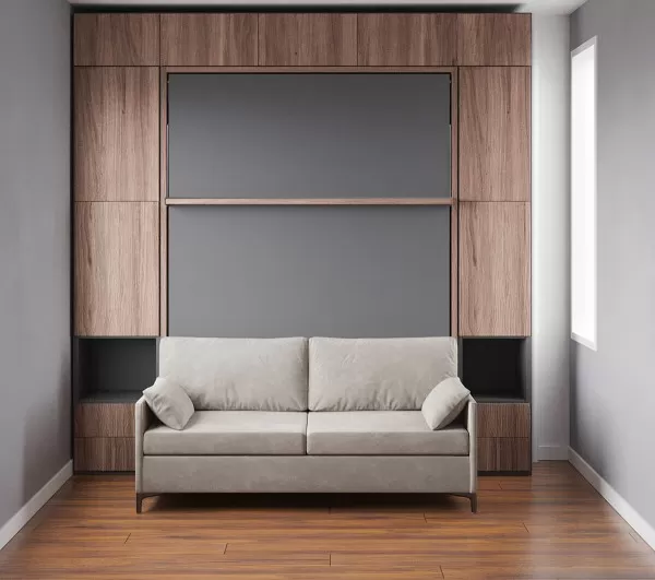 Royal Queen Wall Bed with Sectional Sofa Wardrobe and Bookcase Set 163