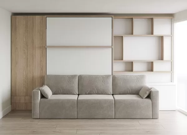 Royal Queen Wall Bed with Sectional Sofa Wardrobe and Bookcase Set 176