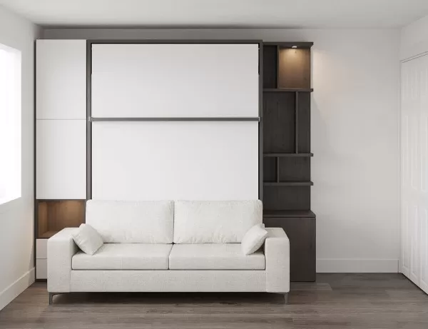 Royal Queen Wall Bed with Sectional Sofa Wardrobe and Bookcase Set 194