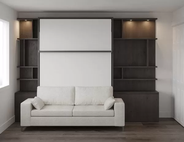 Royal Queen Wall Bed with Sectional Sofa Wardrobe and Bookcase Set 199