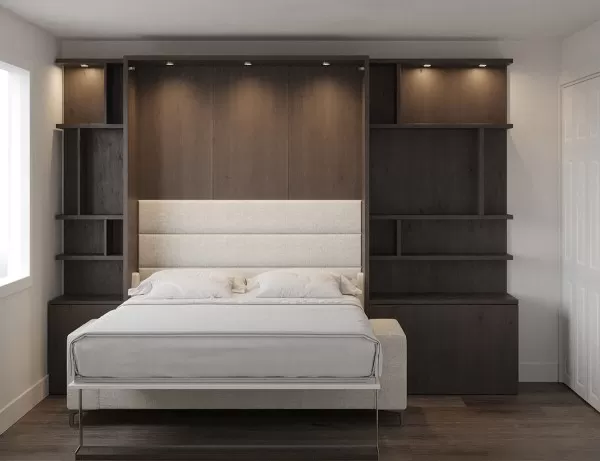 Royal Queen Wall Bed with Sectional Sofa Wardrobe and Bookcase Set 200