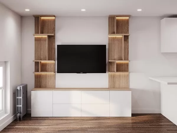 Royal Queen Wall Bed with Sectional Sofa Wardrobe and Bookcase Set 221