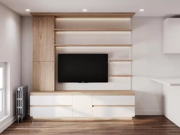 Royal Queen Wall Bed with Sectional Sofa Wardrobe and Bookcase Set 223