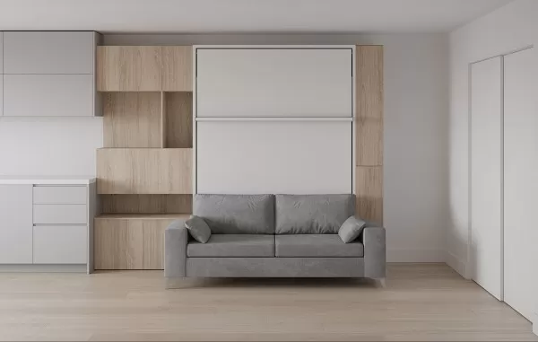 Royal Queen Wall Bed with Sectional Sofa Wardrobe and Bookcase Set 53