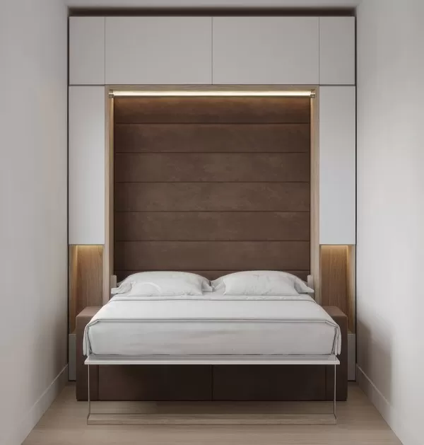 Royal Queen Wall Bed with Sectional Sofa Wardrobe and Bookcase Set 69