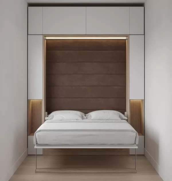 Royal Queen Wall Bed with Sectional Sofa Wardrobe and Bookcase Set 71