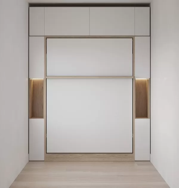 Royal Queen Wall Bed with Sectional Sofa Wardrobe and Bookcase Set 72