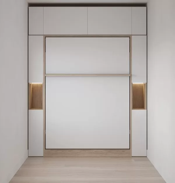 Royal Queen Wall Bed with Sectional Sofa Wardrobe and Bookcase Set 74