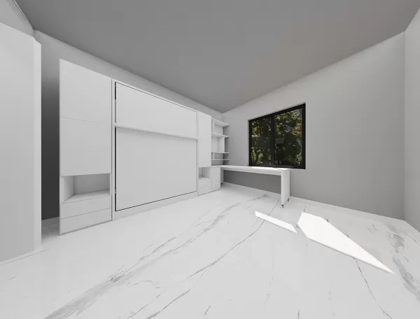 Royal Queen Wall Bed with Sectional Sofa Wardrobe and Bookcase Set 87