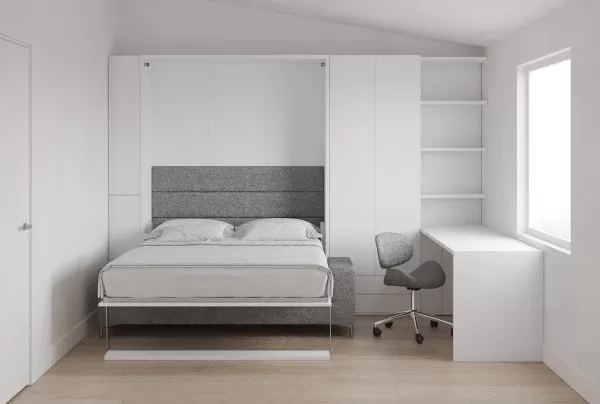 Royal Queen Wall Bed with Sectional Sofa Wardrobes Bookcase and Table 1