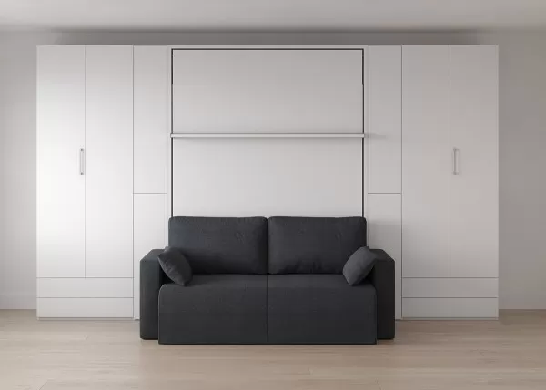 Royal Queen Wall Bed with Sectional Sofa and Bookcase Set 5