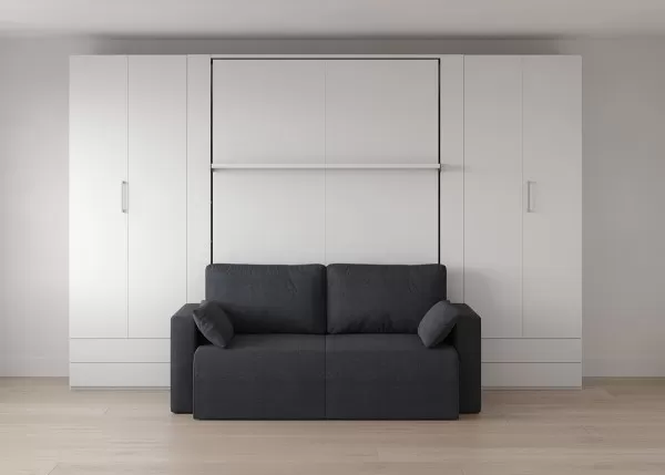 Royal Queen Wall Bed with Sectional Sofa and Bookcase Set 6