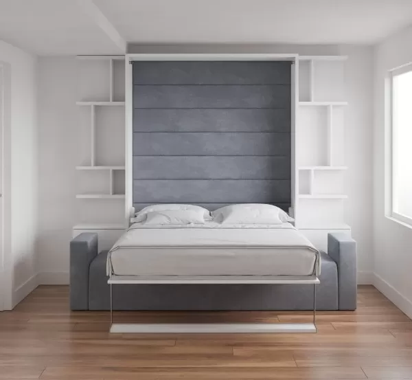 Royal Queen Wall Bed with Sectional Sofa and Bookcase Set 66