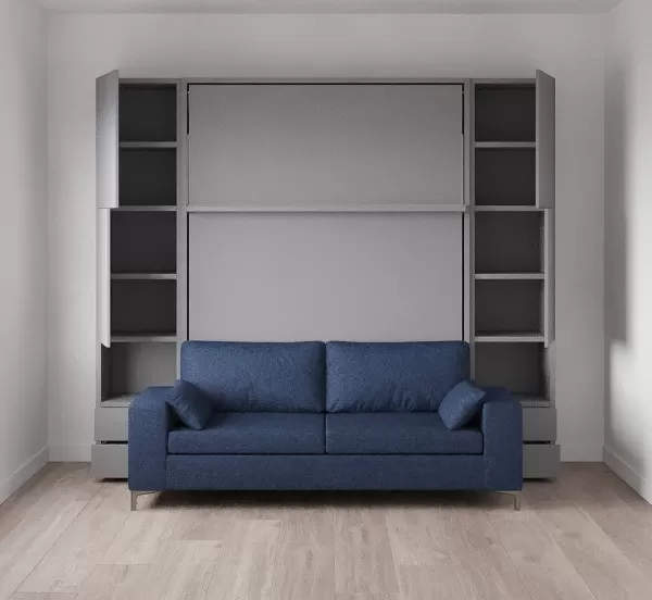 Royal Queen Wall Bed with Sectional Sofa and Convertible Wardrobes 16