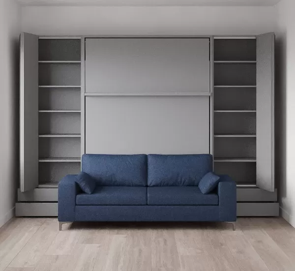 Royal Queen Wall Bed with Sectional Sofa and Convertible Wardrobes 19