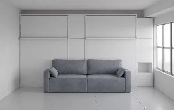 Royal Queen Wall Bed with Sectional Sofa and Convertible Wardrobes 2