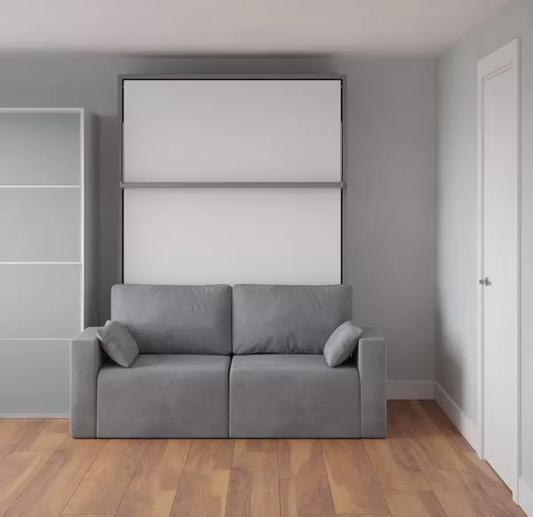 Royal Queen Wall Bed with Wardrobe Bookcases and Sectional Sofa 26