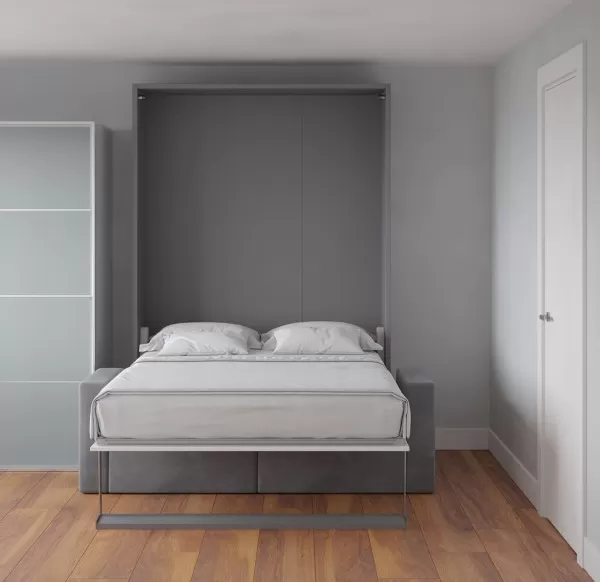 Royal Queen Wall Bed with Wardrobe Bookcases and Sectional Sofa 27