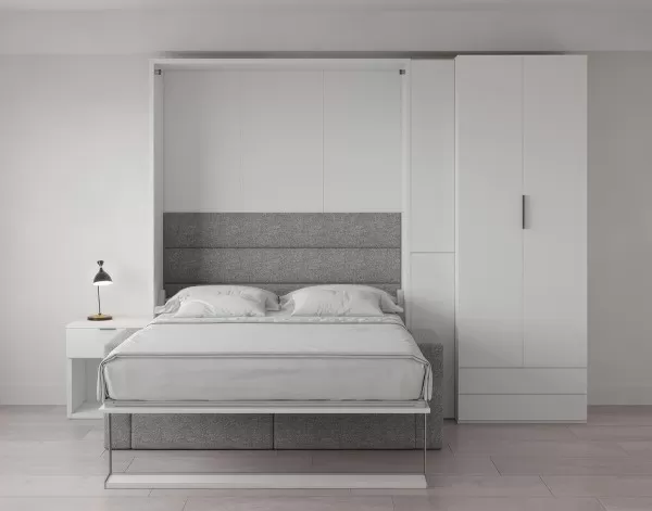 Royal Queen Wall Bed with Wardrobe and Sectional Sofa 22