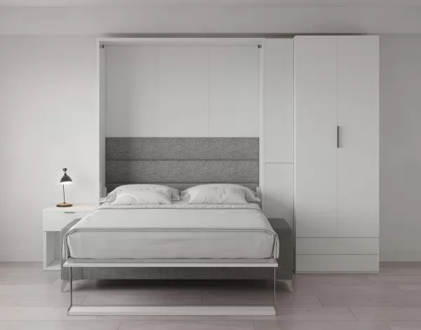 Royal Queen Wall Bed with Wardrobe and Sectional Sofa 24