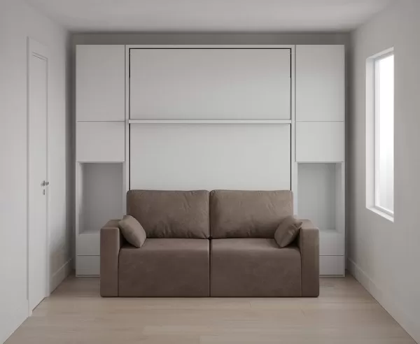 Royal Queen Wall Bed with Wardrobe and Sectional Sofa 7