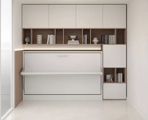 Spazio - Twin Size Wall Bed with Bookcase Set