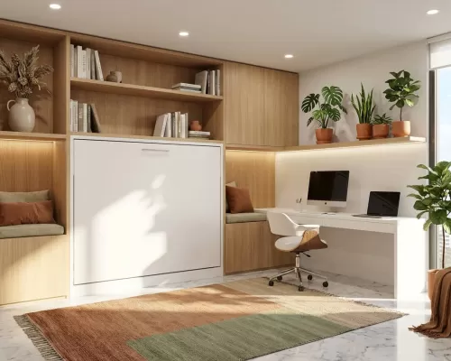 White Double Fold Queen Murphy Wall Bed - 6