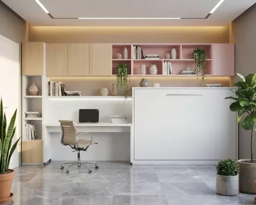 White Double Fold Queen Murphy Wall Bed - 7