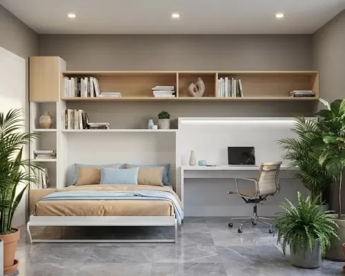 White Double Fold Queen Murphy Wall Bed - 8