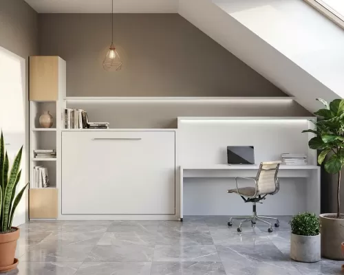 White Double Fold Queen Murphy Wall Bed - 11