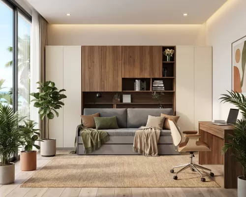 Eco Compact Twin/Twin XL Sofa Bed and Cabinets System - 3