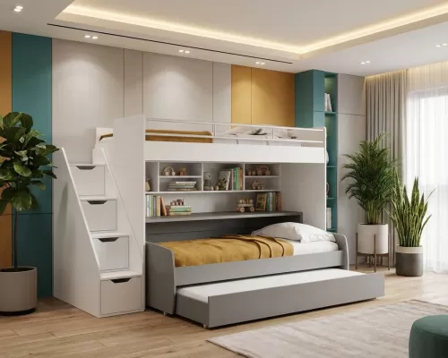 White Eco Bel Mondo Twin Over Twin XL Bunk Bed Set - 3