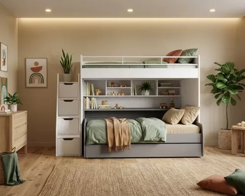 White Eco Bel Mondo Twin Over Twin XL Bunk Bed Set - 4