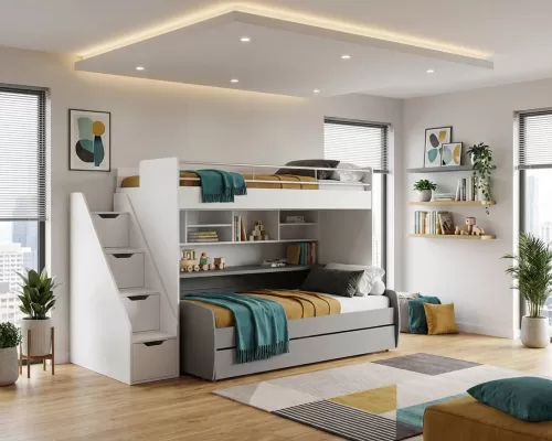 White Eco Bel Mondo Twin Over Twin XL Bunk Bed Set - 7
