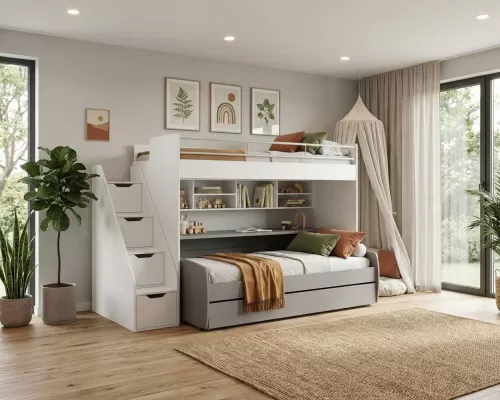 White Eco Bel Mondo Twin Over Twin XL Bunk Bed Set - 8