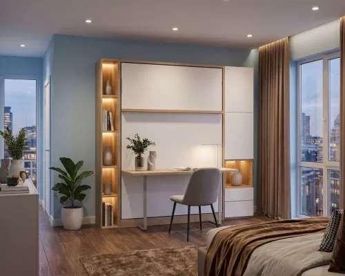 Royal Queen Wall Bed With Desk - view 24