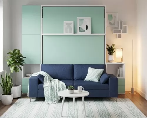 Royal White Queen Wall Bed and Sofa Set - view 24